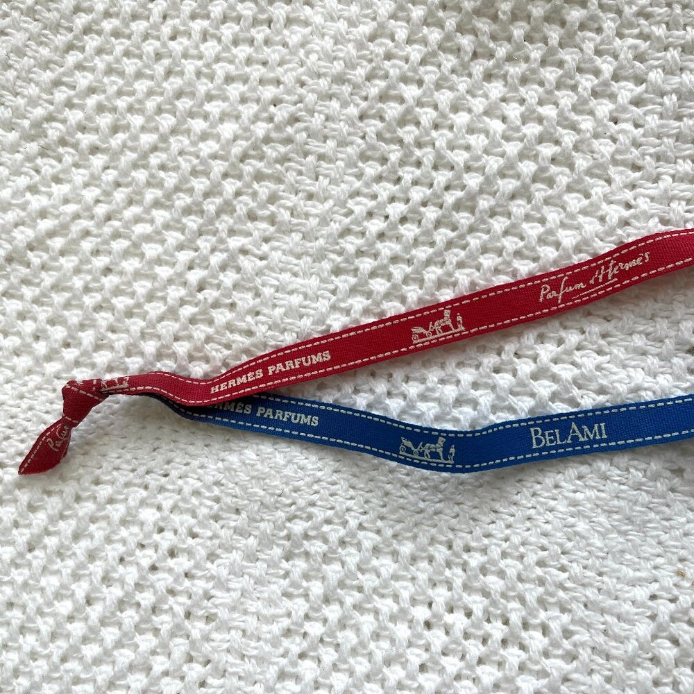 Hermes ribbon bookmarks lot of 2 red blue